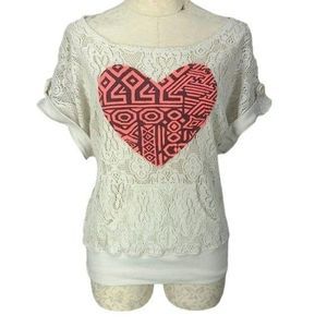 Miss Chievous Size Large Crochet Style Heart Top